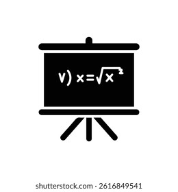 Math Equation Displayed on Whiteboard Icon in Black