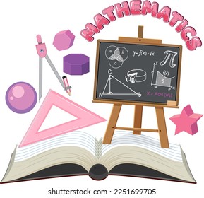 Math equation on chalkboard icon illustration