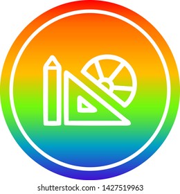 math equipment circular icon with rainbow gradient finish