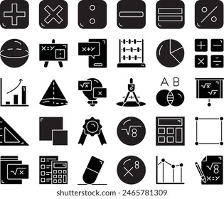 Math fill icon set vector design illustration stock
