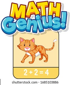 Math flashcard design for adding numbers illustration