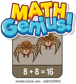Math flashcard design for adding numbers illustration
