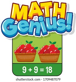 Math flashcard design for adding numbers illustration