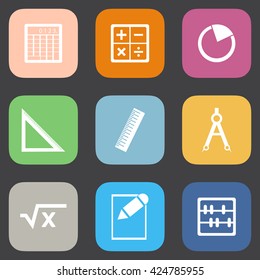 Math flat icon set.