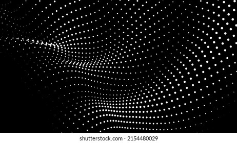 Math flow template for presentation. Light-emitting lines highlighting the regularity in the space of particles. Ordered sinusoidal science. Processing a large data stream