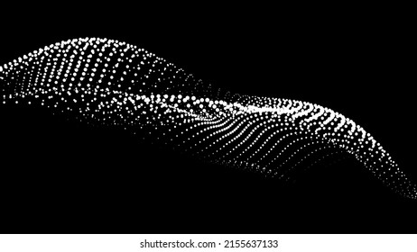 Math flow template for presentation. Light-emitting lines highlighting the regularity in the space of particles. Ordered sinusoidal science. Processing a large data stream
