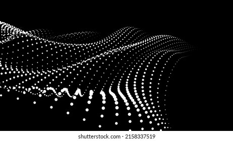 Math flow template for presentation. Light-emitting lines highlighting the regularity in the space of particles. Ordered sinusoidal science. Processing a large data stream