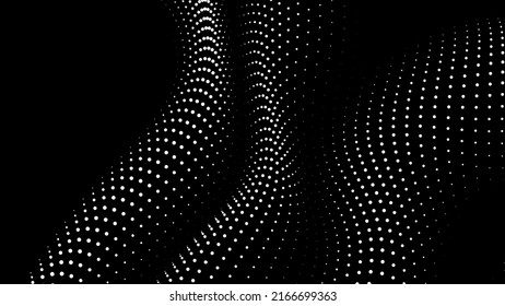 Math flow template for presentation. Light-emitting lines highlighting the regularity in the space of particles. Ordered sinusoidal science. Processing a large data stream