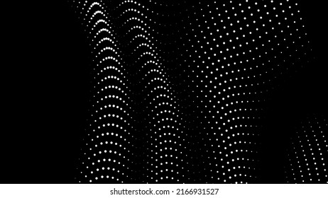 Math flow template for presentation. Light-emitting lines highlighting the regularity in the space of particles. Ordered sinusoidal science. Processing a large data stream