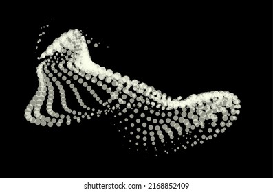 Math flow template for presentation. Light-emitting lines highlighting regularity space of particles. Ordered sinusoidal science. Processing a large data stream. Disappearing magical mysterious spots.