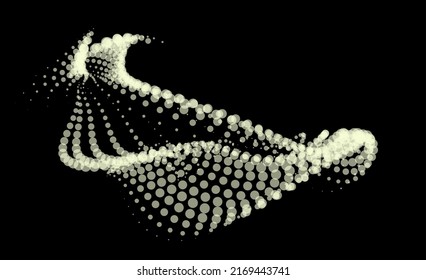 Math flow template for presentation. Light-emitting lines highlighting regularity space of particles. Ordered sinusoidal science. Processing a large data stream. Disappearing magical mysterious spots.