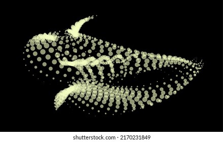 Math flow template for presentation. Light-emitting lines highlighting regularity space of particles. Ordered sinusoidal science. Processing a large data stream. Disappearing magical mysterious spots.
