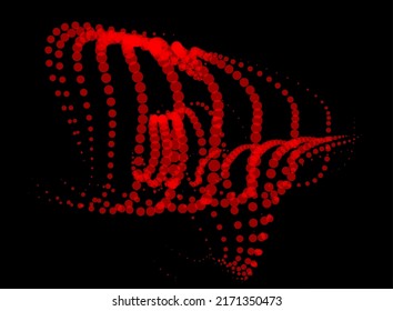 Math flow template for presentation. Light-emitting lines highlighting regularity space of particles. Ordered sinusoidal science. Processing a large data stream. Disappearing magical mysterious spots.