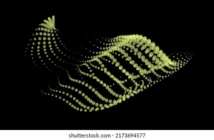 Math flow template for presentation. Light-emitting lines highlighting regularity space of particles. Ordered sinusoidal science. Processing a large data stream. Disappearing magical mysterious spots.