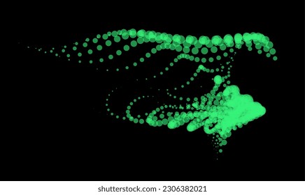Math flow template for presentation. Light-emitting lines highlighting regularity space of particles. Ordered sinusoidal science. Processing a large data stream. Disappearing magical mysterious spots.