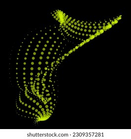 Math flow template for presentation. Light-emitting lines highlighting regularity space of particles. Ordered sinusoidal science. Processing a large data stream. Disappearing magical mysterious spots.