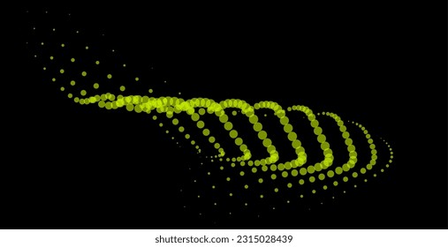 Math flow template for presentation. Light-emitting lines highlighting regularity space of particles. Ordered sinusoidal science. Processing a large data stream. Disappearing magical mysterious spots.