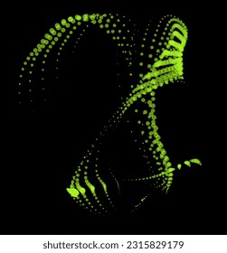 Math flow template for presentation. Light-emitting lines highlighting regularity space of particles. Ordered sinusoidal science. Processing a large data stream. Disappearing magical mysterious spots.