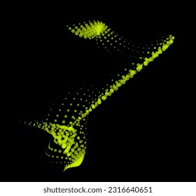 Math flow template for presentation. Light-emitting lines highlighting regularity space of particles. Ordered sinusoidal science. Processing a large data stream. Disappearing magical mysterious spots.
