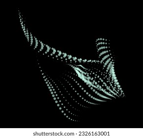 Math flow template for presentation. Light-emitting lines highlighting regularity space of particles. Ordered sinusoidal science. Processing a large data stream. Disappearing magical mysterious spots.