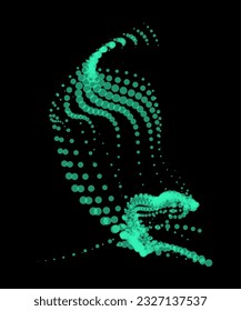 Math flow template for presentation. Light-emitting lines highlighting regularity space of particles. Ordered sinusoidal science. Processing a large data stream. Disappearing magical mysterious spots.