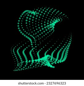 Math flow template for presentation. Light-emitting lines highlighting regularity space of particles. Ordered sinusoidal science. Processing a large data stream. Disappearing magical mysterious spots.
