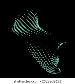 Math flow template for presentation. Light-emitting lines highlighting regularity space of particles. Ordered sinusoidal science. Processing a large data stream. Disappearing magical mysterious spots.