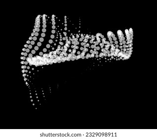 Math flow template for presentation. Light-emitting lines highlighting regularity space of particles. Ordered sinusoidal science. Processing a large data stream. Disappearing magical mysterious spots.