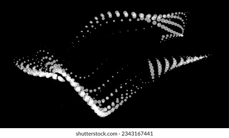 Math flow template for presentation. Light-emitting lines highlighting regularity space of particles. Ordered sinusoidal science. Processing a large data stream. Disappearing magical mysterious spots.