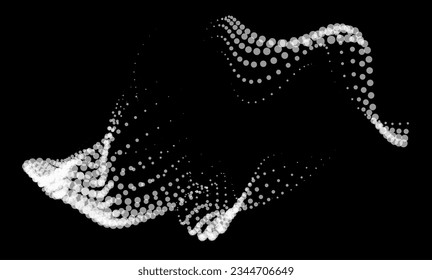 Math flow template for presentation. Light-emitting lines highlighting regularity space of particles. Ordered sinusoidal science. Processing a large data stream. Disappearing magical mysterious spots.