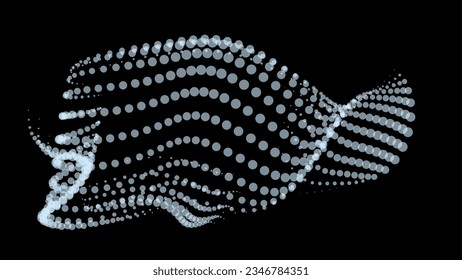 Math flow template for presentation. Light-emitting lines highlighting regularity space of particles. Ordered sinusoidal science. Processing a large data stream. Disappearing magical mysterious spots.