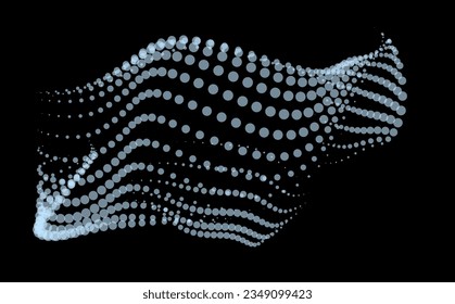 Math flow template for presentation. Light-emitting lines highlighting regularity space of particles. Ordered sinusoidal science. Processing a large data stream. Disappearing magical mysterious spots.