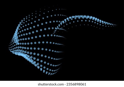 Math flow template for presentation. Light-emitting lines highlighting regularity space of particles. Ordered sinusoidal science. Processing a large data stream. Disappearing magical mysterious spots.