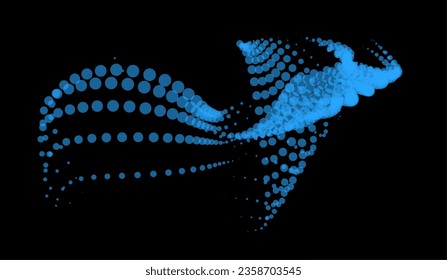 Math flow template for presentation. Light-emitting lines highlighting regularity space of particles. Ordered sinusoidal science. Processing a large data stream. Disappearing magical mysterious spots.