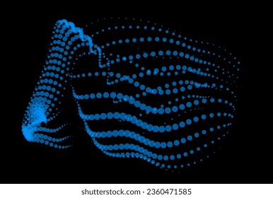 Math flow template for presentation. Light-emitting lines highlighting regularity space of particles. Ordered sinusoidal science. Processing a large data stream. Disappearing magical mysterious spots.