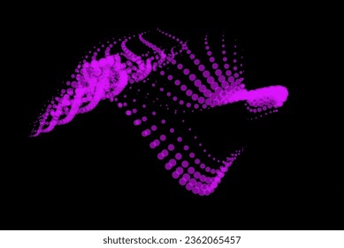 Math flow template for presentation. Light-emitting lines highlighting regularity space of particles. Ordered sinusoidal science. Processing a large data stream. Disappearing magical mysterious spots.