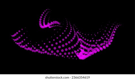 Math flow template for presentation. Light-emitting lines highlighting regularity space of particles. Ordered sinusoidal science. Processing a large data stream. Disappearing magical mysterious spots.