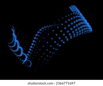 Math flow template for presentation. Light-emitting lines highlighting regularity space of particles. Ordered sinusoidal science. Processing a large data stream. Disappearing magical mysterious spots.