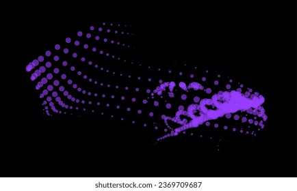 Math flow template for presentation. Light-emitting lines highlighting regularity space of particles. Ordered sinusoidal science. Processing a large data stream. Disappearing magical mysterious spots.
