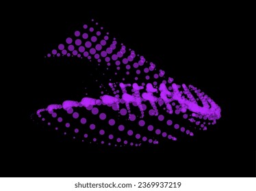 Math flow template for presentation. Light-emitting lines highlighting regularity space of particles. Ordered sinusoidal science. Processing a large data stream. Disappearing magical mysterious spots.