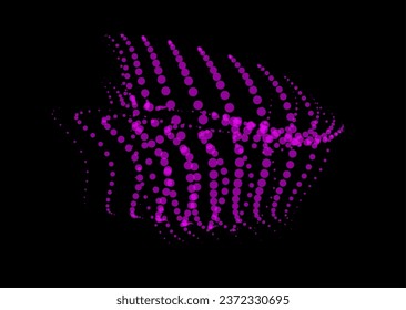 Math flow template for presentation. Light-emitting lines highlighting regularity space of particles. Ordered sinusoidal science. Processing a large data stream. Disappearing magical mysterious spots.