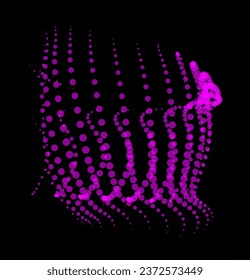 Math flow template for presentation. Light-emitting lines highlighting regularity space of particles. Ordered sinusoidal science. Processing a large data stream. Disappearing magical mysterious spots.