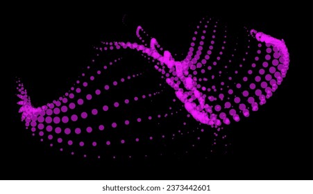 Math flow template for presentation. Light-emitting lines highlighting regularity space of particles. Ordered sinusoidal science. Processing a large data stream. Disappearing magical mysterious spots.