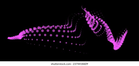 Math flow template for presentation. Light-emitting lines highlighting regularity space of particles. Ordered sinusoidal science. Processing a large data stream. Disappearing magical mysterious spots.