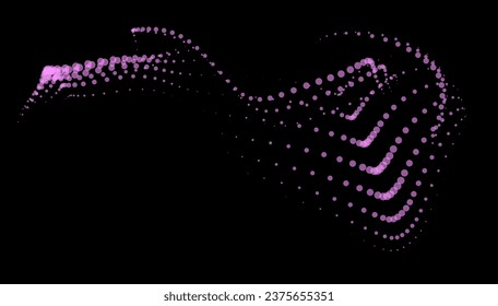 Math flow template for presentation. Light-emitting lines highlighting regularity space of particles. Ordered sinusoidal science. Processing a large data stream. Disappearing magical mysterious spots.