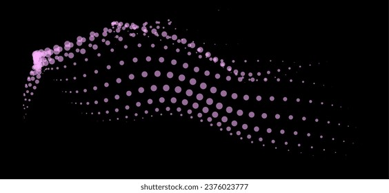 Math flow template for presentation. Light-emitting lines highlighting regularity space of particles. Ordered sinusoidal science. Processing a large data stream. Disappearing magical mysterious spots.
