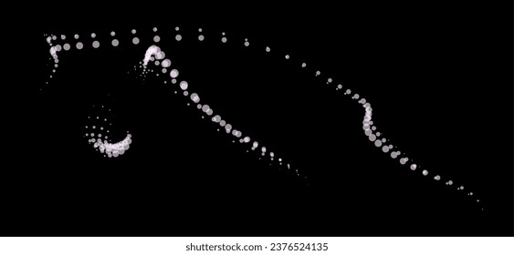 Math flow template for presentation. Light-emitting lines highlighting regularity space of particles. Ordered sinusoidal science. Processing a large data stream. Disappearing magical mysterious spots.