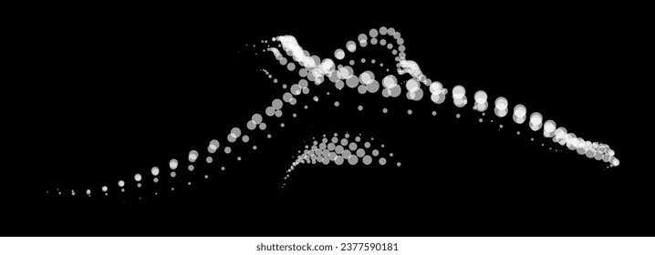 Math flow template for presentation. Light-emitting lines highlighting regularity space of particles. Ordered sinusoidal science. Processing a large data stream. Disappearing magical mysterious spots.