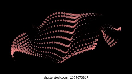 Math flow template for presentation. Light-emitting lines highlighting regularity space of particles. Ordered sinusoidal science. Processing a large data stream. Disappearing magical mysterious spots.