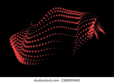 Math flow template for presentation. Light-emitting lines highlighting regularity space of particles. Ordered sinusoidal science. Processing a large data stream. Disappearing magical mysterious spots.